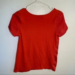 Old Navy Womens Sz XS Scoop Neck Short Sleeve Blouse Red Pink Mixed Media Pocket thumbnail 9
