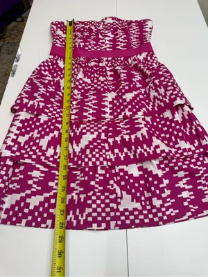Banana Republic Strapless Fuchsia Patterned Tiered Dress size 4 thumbnail 7