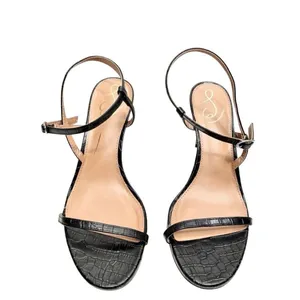 Sam Edelman Sandals Size 9.5 Black‎ Croc Embossed Dara Open Toe Heels thumbnail 3