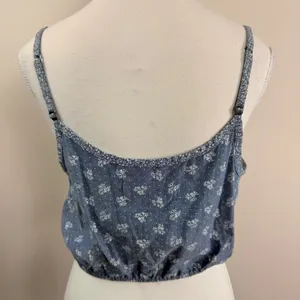 VTG. Abercrombie Fitch Blue Floral Button Front Tie Crop Top Cami Womens Medium thumbnail 2