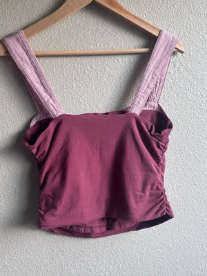 Free People Two-Tone Pink Square-Neck Camisole thumbnail 3