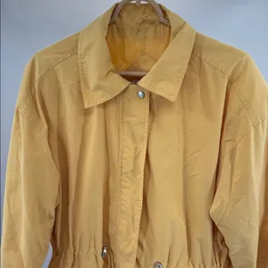 Norm Thompson Yellow Lightweight Jacket vintage lined cinched waist spring M thumbnail 6