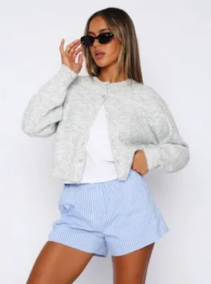 White fox grey cardigan thumbnail 1