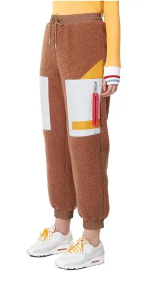 Eleven Paris Cozy Sherpa Fleece Cargo Jogger Pants ColorBlock PatchPocket Detail thumbnail 1