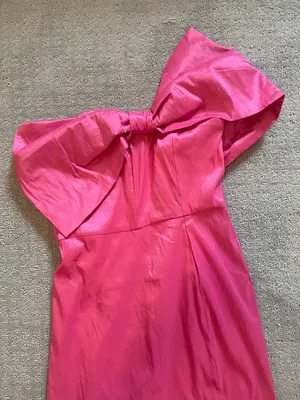 Windsor medium pink bow one shoulder cocktail party prom dance dress thumbnail 2