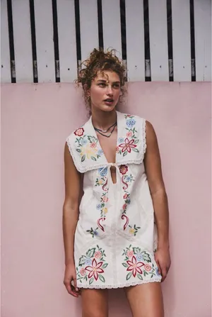 Free People White Embroidered Dress thumbnail 4