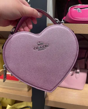 Coach Heart Crossbody Bag in Metalic Crossgrain Leather Lilac CP020 thumbnail 7
