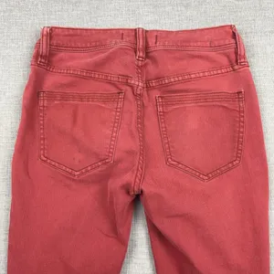 We The Free Jeans Womens 26 Red Mid Rise Skinny Distressed Fringe Hem Denim thumbnail 9