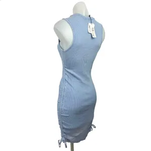 Garage Women's Blue Sleeveless Crew Neck Ruched Mini Bodycon Tank Dress Size M thumbnail 5