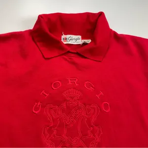 Vintage Giorgio Beverly‎ Hills Sweatshirt Red Collar Top Embroidered Preppy 80s thumbnail 12