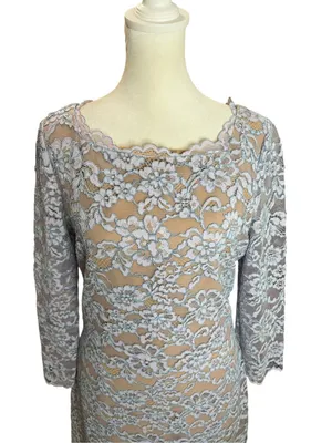 Diane von Furstenberg DVF Zarita Blue Lace Sheath Cocktail Dress Size 8 thumbnail 4