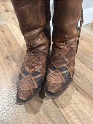 CORRAL Honey Lizard Laser Cut Overlay Lace Up Leather Cowboy Boots | Size 8.5 thumbnail 2