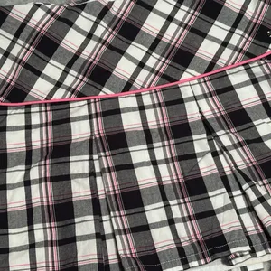 DKNY Y2K Black, White, Pink Plaid Pleated Mini Skater Skirt thumbnail 12