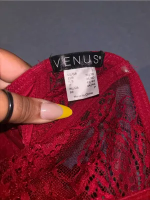 VENUS Red Lace & Velvet Strapless Chemise with Garter Details thumbnail 3