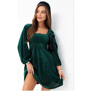 NEW Velvet Backless Square Neck Long Sleeve Loose Mini Dress XL thumbnail 6