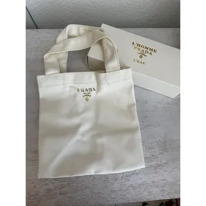NIB Prada L'Homme White Canvas Tote thumbnail 2