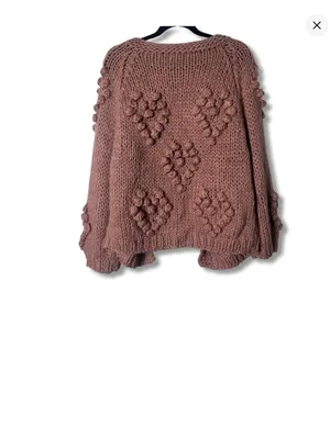 debut Dusty Rose Chunky Knit Pom-Pom Cardigan thumbnail 11
