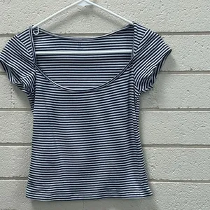 Brandy Melville Ella Blue Striped Tee one size thumbnail 5