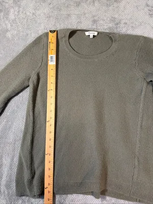 Madewell Women’s Medium Olive Green Textured Knit Crew Neck Sweater Cotton Blend thumbnail 8