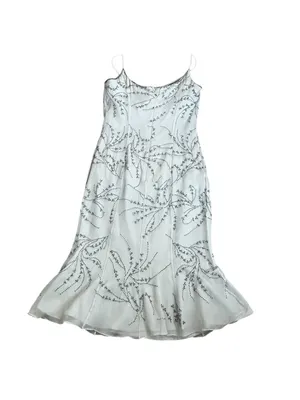 Le Gala By Mon Cheri Gray Silk Beaded Dress Size 8 Cocktail Party Prom Evening thumbnail 3