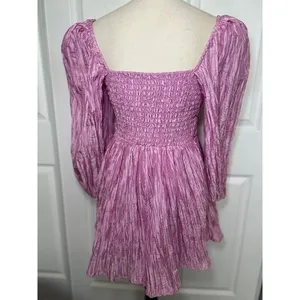Lovers + Friends Take Me Out Mini Dress Pink Ribbed Taffeta Corset Lace Up Small thumbnail 3