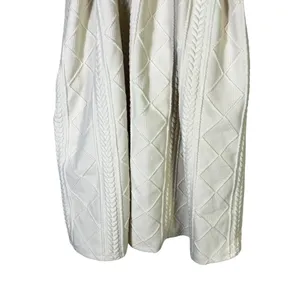 Listicle Cable Knit Diamond Puff Sleeve Babydoll Dress Cream Romantic Size S thumbnail 4