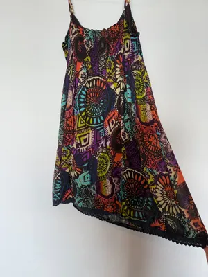 Free People Movement Colorful Bohemian Dress Beaded Spaghetti Strap thumbnail 2