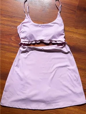 LoveShackFancy Astoria Cutout Active Skort Mini Dress Pink M Balletcore Tennis thumbnail 2