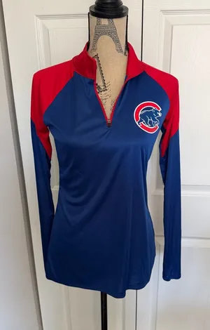 Fanatics Chicago Cubs Long Sleeve Quarter Zip Pullover Shirt Size Small thumbnail 1