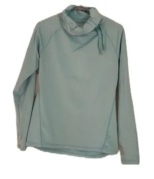 Layer8 cowl neck workout top dri fit quick dry long sleeve‎ lined thumb holes M thumbnail 1