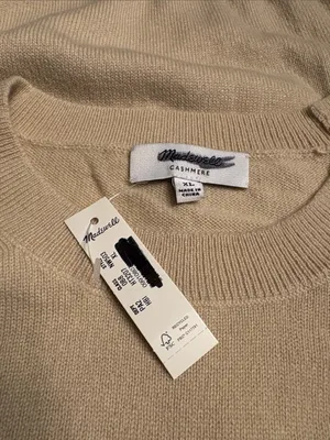 Madewell Relaxed Sweater Tee in 100% Cashmere short sleeve cream/beige Sz XL NWT thumbnail 7