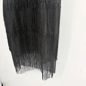 Black Flapper Fringe Dress Sz S Silver straps Party Gatsby Roaring 20s Tiered thumbnail 5