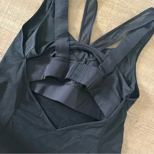 lululemon black sheer strap bra tank top thumbnail 4