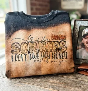 Custom Gildan Morgan Wallen “Wasted on You” Bleached Sweatshirt - Size Medium thumbnail 1