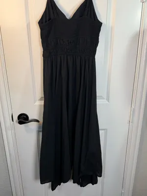Dizzy Lizzy Black Smocked Waist Cotton Midi Dress Size M thumbnail 4