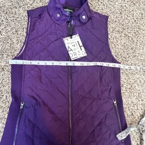 41 Hawthorn Womens Purple Quilted Vest Plaid Lined Ribbed Sides XS NWT‎ thumbnail 3