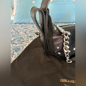 Zadig & Voltaire Black Leather Le Cecilia Patchwork Silver Studded Shoulder Bag thumbnail 9