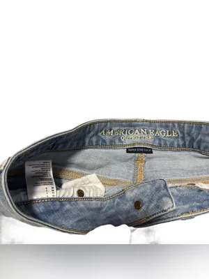 American Eagle Jean Shorts Women's 4 Light Wash Denim Medium Rise Cuffed Stretch thumbnail 5