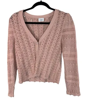 Wilfred Pink Crochet Cardigan Sweater Womens S Aritzia Girly Coquette Barbie thumbnail 1