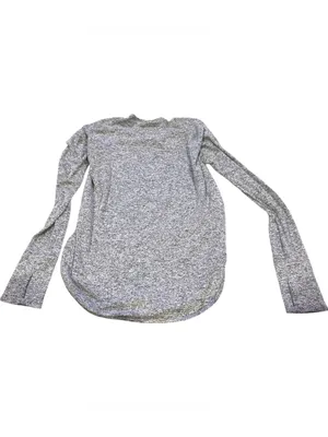 Athleta heather gray long sleeve round neck curved hem knit oversized top S thumbnail 3