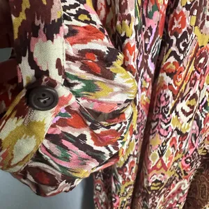 Zara Orange Pink Resort Midi Dress with Bishop Sleeves thumbnail 6