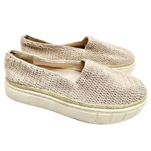 Vince Camuto Relinsta Beige Crochet Knit‎ Platform Slip On Loafers Size 9.5M thumbnail 2