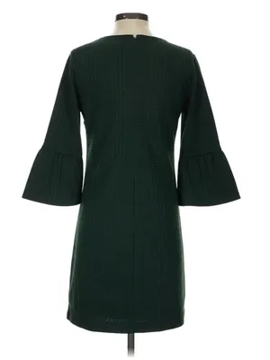Banana Republic Women's Size 4 Dress Dark Green Textured‎ Holiday Bell Sleeve thumbnail 2