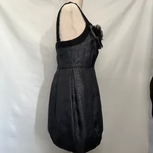 BCBGMaxAzria Runway Y2K Bubble Skirt Dress Sz 4 Goth HOCO Glam Metallic Coquette thumbnail 3