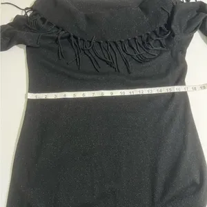 White House Black Market Metallic Fringe Off Shoulder Sweater Dress Large thumbnail 8