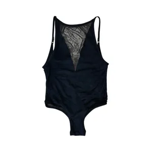 Les Coquines Black Mesh Bodysuit Womens Small Sheer Deep V Sleeveless thumbnail 2