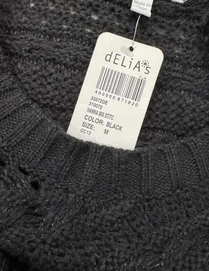 • Vintage dELiA*s Y2K Black Open-Knit Metallic Sweater thumbnail 4