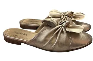Paprika Bow Mule Ruched Slip-On Gold 7.5 thumbnail 1