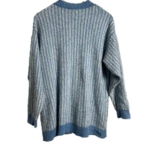 ZARA Blue Chunky Oversized Tweed Striped Button Cardigan Sweater Size S thumbnail 10