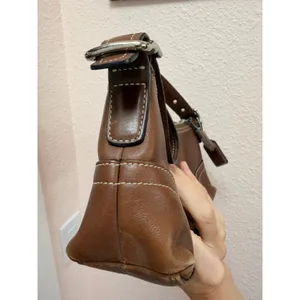 Coach Hampton Demi Baguette East West Brown Leather Vintage Premium Shoulder Bag thumbnail 6